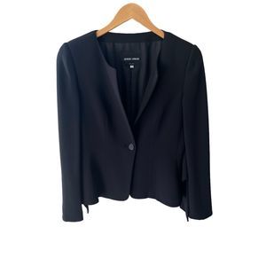 Giorgio Armani Pure Silk Black‎ Blazer Womens Size US 10 (44) Made in Italy